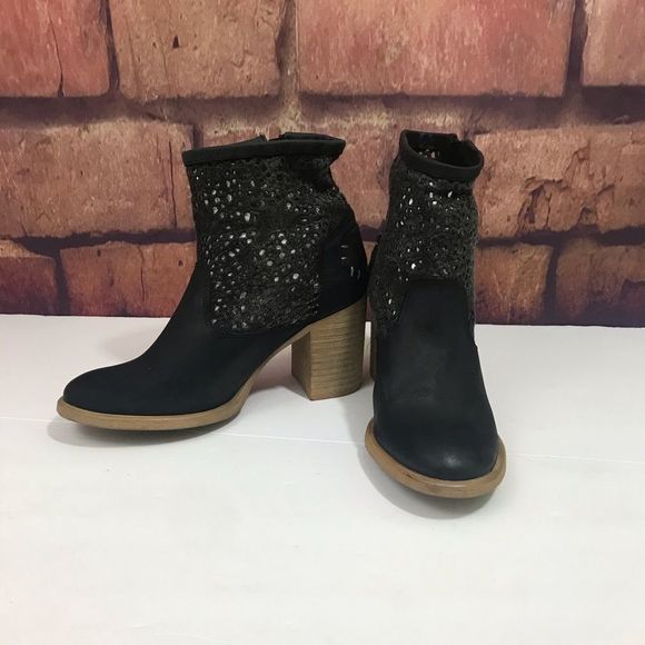 Coolway Shoes - COOLWAY AINHOA BLACK LEATHER CROCHET Ankle Boots